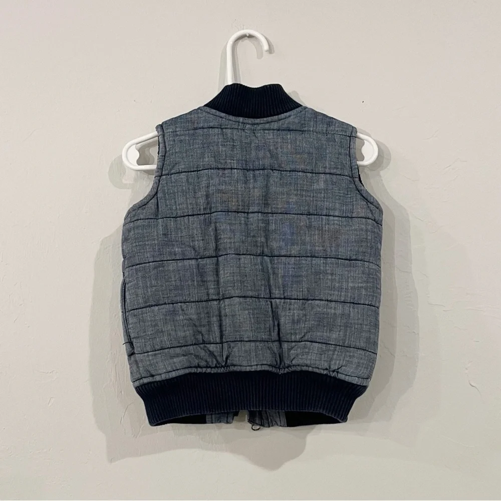Old Navy Denim Chambray Fleece Winter Vest Jacket Kids Size 12-18 Months